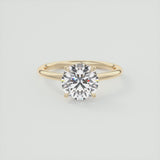 Round Cut Hidden Halo Moissanite Ring