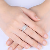 1.00ct Moissanite Engagement Ring, Classic Halo with Split Shank , Sterling Silver & Platinum