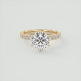 Round Cut Six Claw Moissanite Engagement Ring
