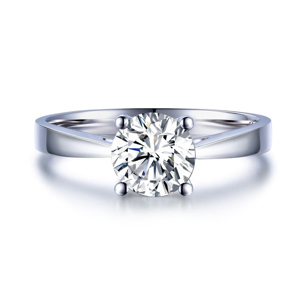 Lab-Diamond Classic Round Cut Engagement Ring, Choose Your Stone Size and Metal