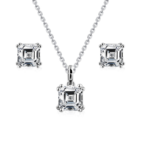 3.00ct Total, Moissanite Pendant & Earring Set, 925 Sterling Silver