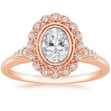 1.70ct Vintage Oval Cut Moissanite Halo Engagement Ring,  Available in White Gold, Platinum, Rose Gold or Yellow Gold