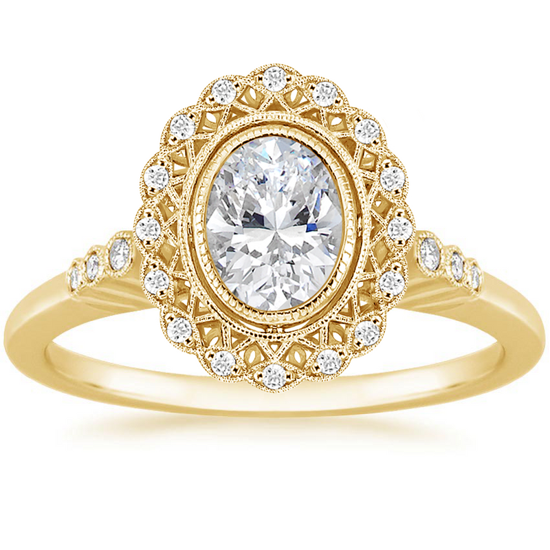 1.70ct Vintage Oval Cut Moissanite Halo Engagement Ring,  Available in White Gold, Platinum, Rose Gold or Yellow Gold