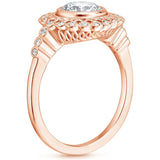 1.70ct Vintage Oval Cut Moissanite Halo Engagement Ring,  Available in White Gold, Platinum, Rose Gold or Yellow Gold