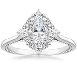 1.65ct Vintage Oval Cut Moissanite Halo Engagement Ring,  Available in White Gold, Platinum, Rose Gold or Yellow Gold