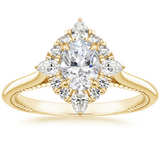 Lab-Diamond Vintage Oval Cut Halo Engagement Ring, Choose Your Stone Size and Metal