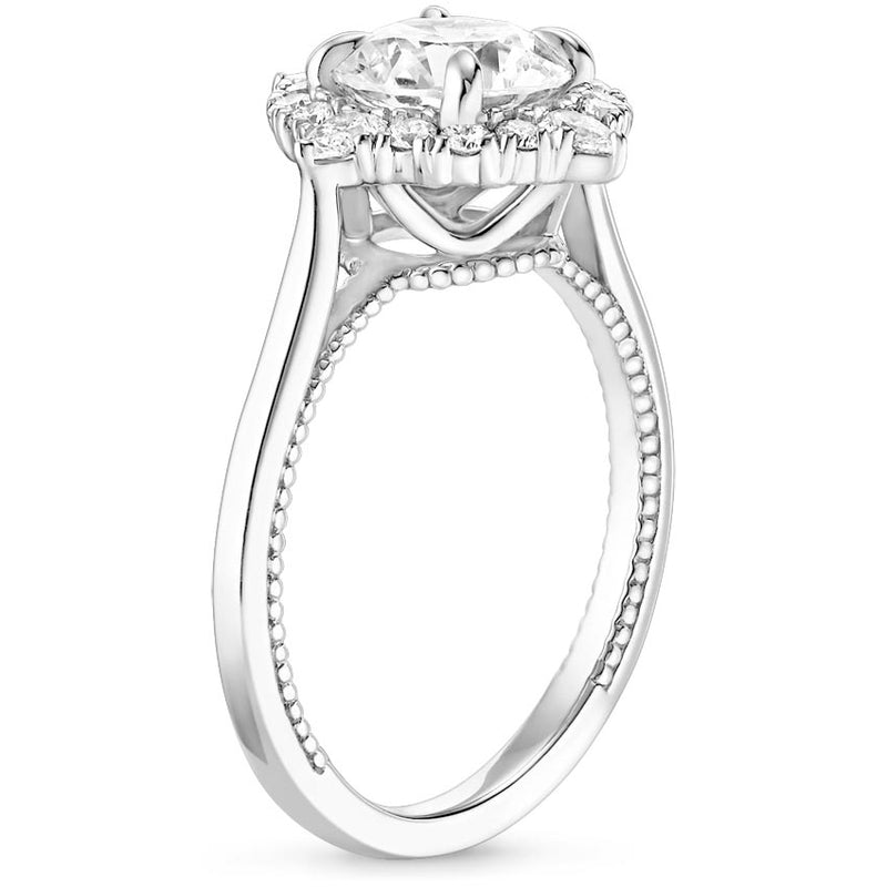 1.65ct Vintage Oval Cut Moissanite Halo Engagement Ring,  Available in White Gold, Platinum, Rose Gold or Yellow Gold