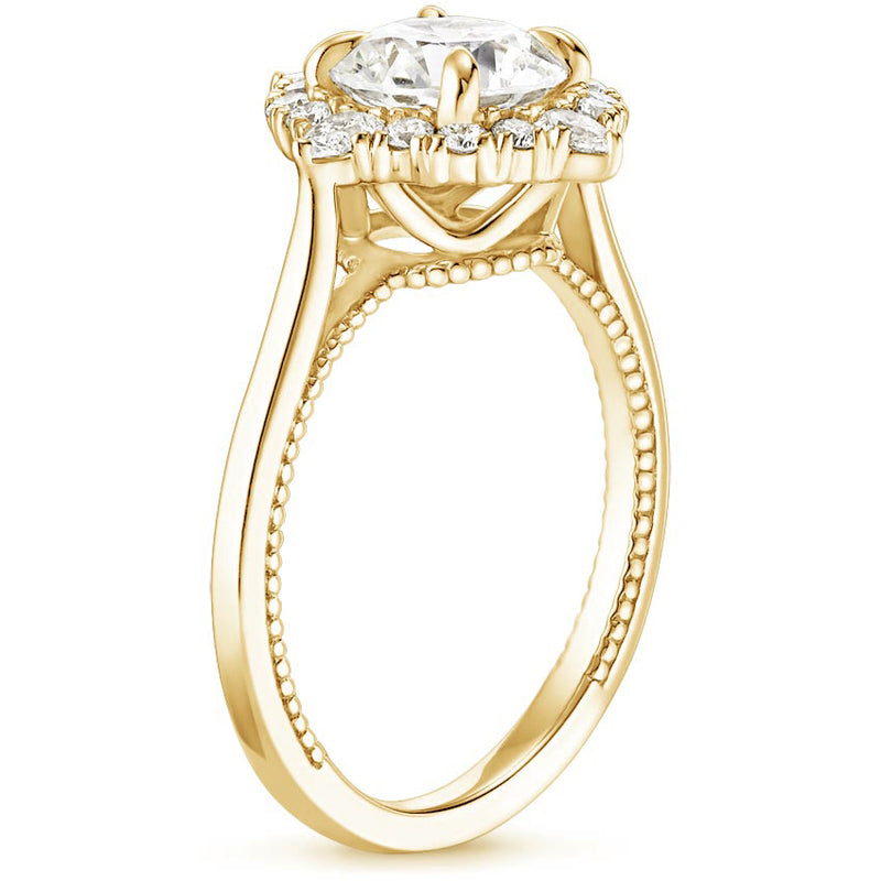 1.65ct Vintage Oval Cut Moissanite Halo Engagement Ring,  Available in White Gold, Platinum, Rose Gold or Yellow Gold
