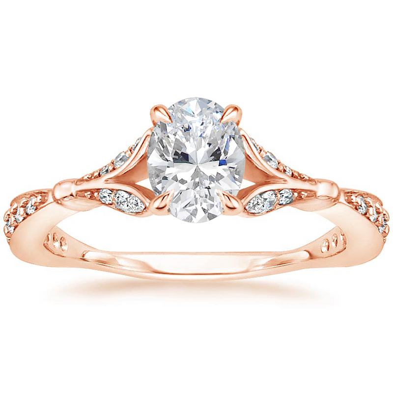 Lab-Diamond Vintage Oval Cut Engagement Ring, Choose Your Stone Size and Metal