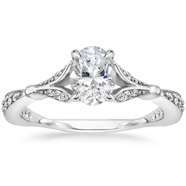 Lab-Diamond Vintage Oval Cut Engagement Ring, Choose Your Stone Size and Metal