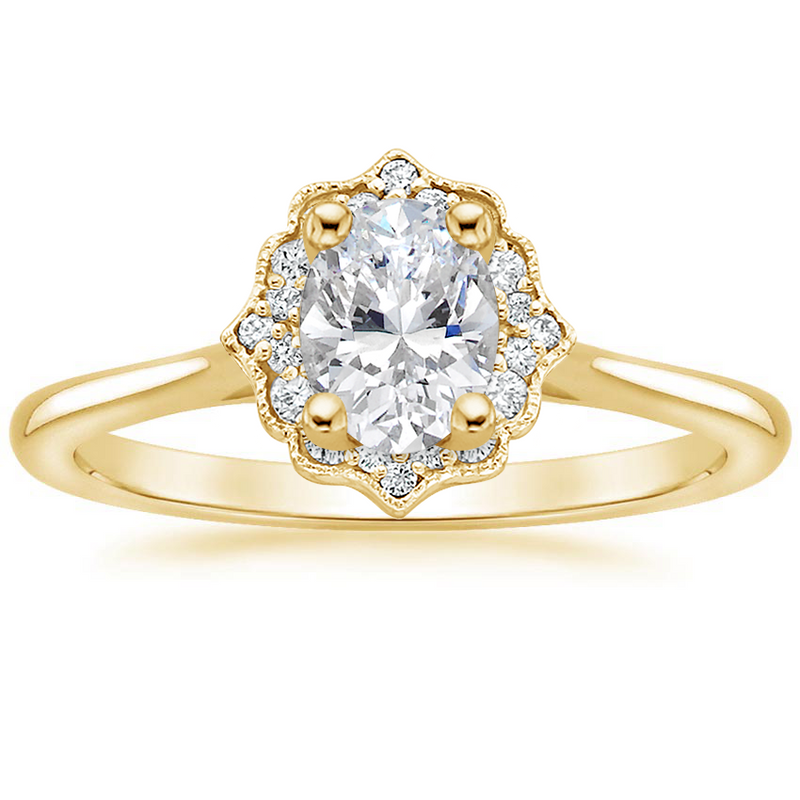 1.25ct Vintage Oval Cut Moissanite  Halo Engagement Ring,  Available in White Gold, Platinum, Rose Gold or Yellow Gold