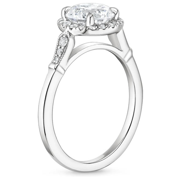 1.35ct Vintage Oval Cut Moissanite  Engagement Ring,  Available in White Gold, Platinum, Rose Gold or Yellow Gold