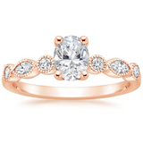 1.40ct Vintage Oval Cut Moissanite  Engagement Ring,  Available in White Gold, Platinum, Rose Gold or Yellow Gold