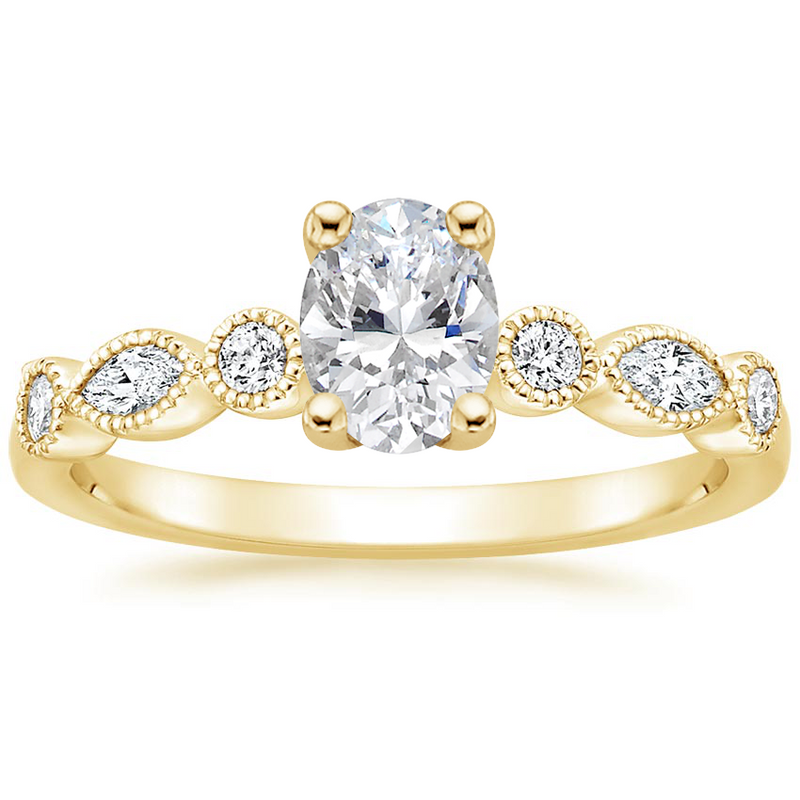 1.40ct Vintage Oval Cut Moissanite  Engagement Ring,  Available in White Gold, Platinum, Rose Gold or Yellow Gold