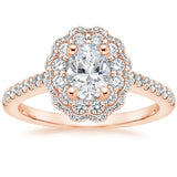 2.00ct Vintage Oval Cut Moissanite Halo Engagement Ring,  Available in White Gold, Platinum, Rose Gold or Yellow Gold