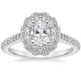 2.00ct Vintage Oval Cut Moissanite Halo Engagement Ring,  Available in White Gold, Platinum, Rose Gold or Yellow Gold
