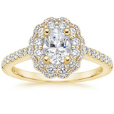 Lab-Diamond Vintage Oval Cut Halo Engagement Ring, Choose Your Stone Size and Metal