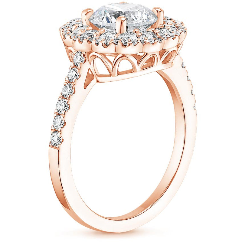 2.00ct Vintage Oval Cut Moissanite Halo Engagement Ring,  Available in White Gold, Platinum, Rose Gold or Yellow Gold