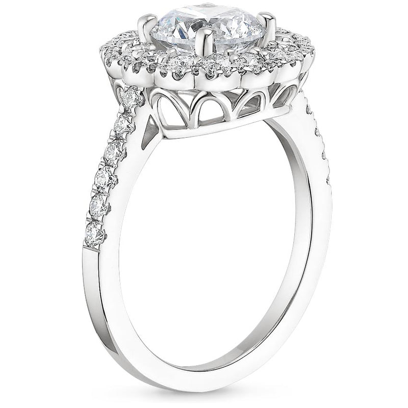 2.00ct Vintage Oval Cut Moissanite Halo Engagement Ring,  Available in White Gold, Platinum, Rose Gold or Yellow Gold