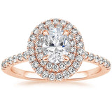 1.75ct Oval Cut Moissanite Double Halo Engagement Ring, Tiffany Style,  Available in White Gold, Platinum, Rose Gold or Yellow Gold