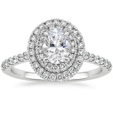 Lab-Diamond Oval Cut Double Halo Engagement Ring, Tiffany Style, Choose Your Stone Size and Metal