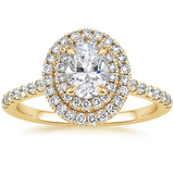 Lab-Diamond Oval Cut Double Halo Engagement Ring, Tiffany Style, Choose Your Stone Size and Metal