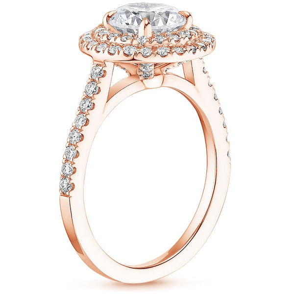 Lab-Diamond Oval Cut Double Halo Engagement Ring, Tiffany Style, Choose Your Stone Size and Metal