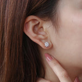 Daisy Cluster Diamond Stud Earrings, 925 Sterling Silver