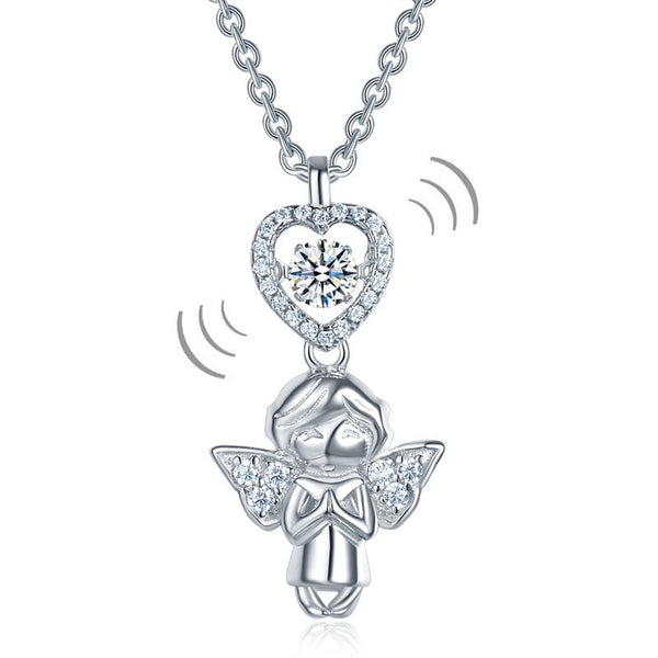 Dancing Stone Angel Pendant, Sterling Silver