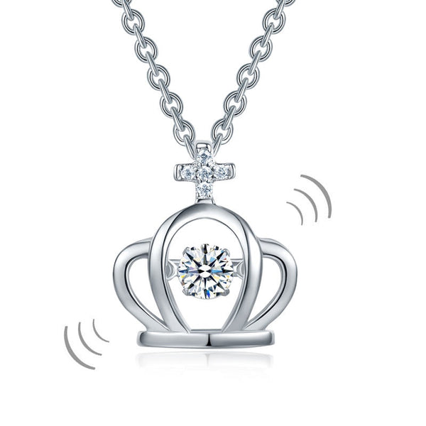Dancing Stone Crown Pendant, Sterling Silver