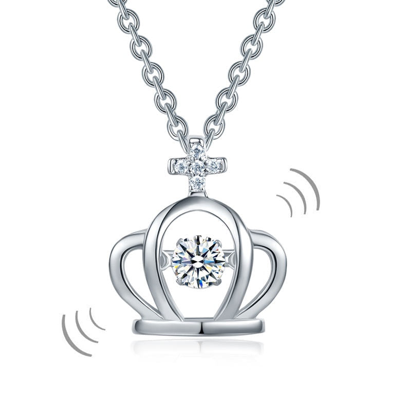 Dancing Stone Crown Pendant, Sterling Silver
