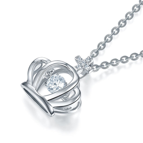 Dancing Stone Crown Pendant, Sterling Silver