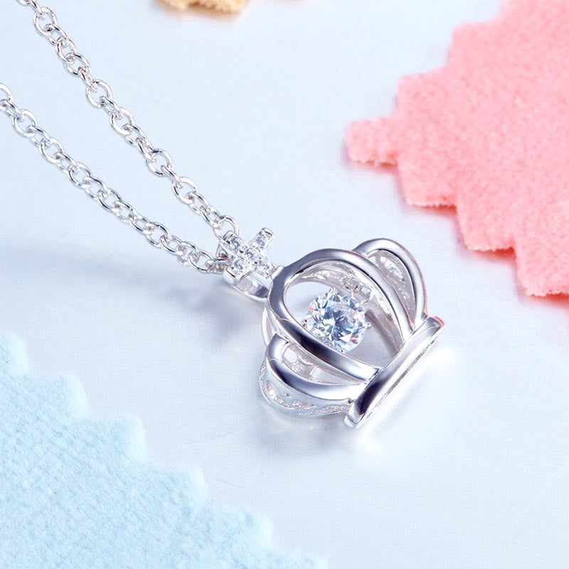 Dancing Stone Crown Pendant, Sterling Silver