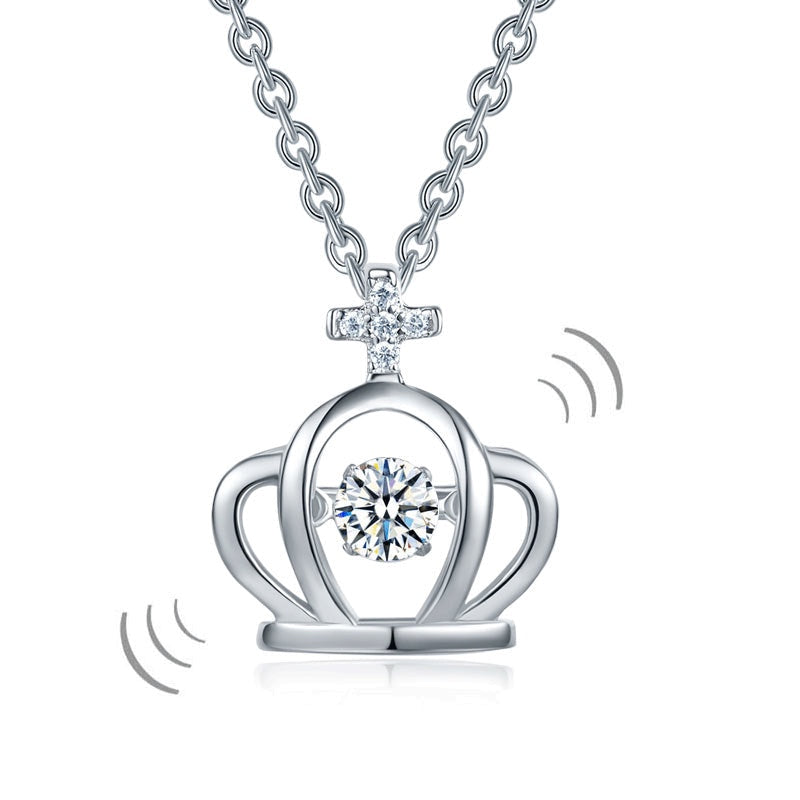 Dancing Stone Crown Pendant, Sterling Silver