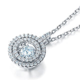 Dancing Stone Halo Pendant, Diamond Simulant, Sterling Silver