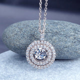 Dancing Stone Halo Pendant, Diamond Simulant, Sterling Silver