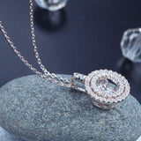 Dancing Stone Halo Pendant, Diamond Simulant, Sterling Silver