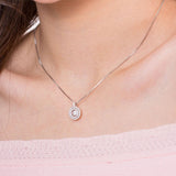 Dancing Stone Halo Pendant, Diamond Simulant, Sterling Silver