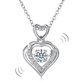 Dancing Stone Heart Pendant, Diamond Simulant, 925 Sterling Silver