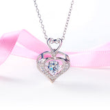 Dancing Stone Heart Pendant, Diamond Simulant, 925 Sterling Silver
