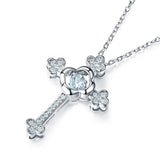 Dancing Stone Cross Pendant, Diamond Simulant, 925 Sterling Silver