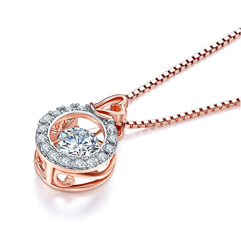 Dancing Stone Pendant, Rose Gold, Diamond Simulant