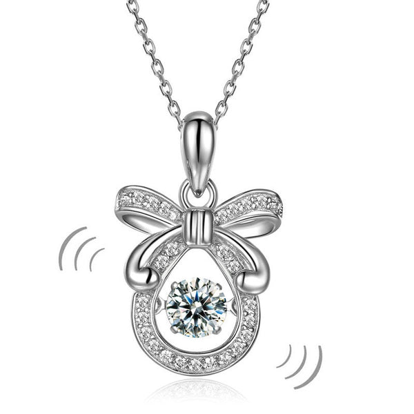 Dancing Stone Ribbon Pendant, Sterling Silver