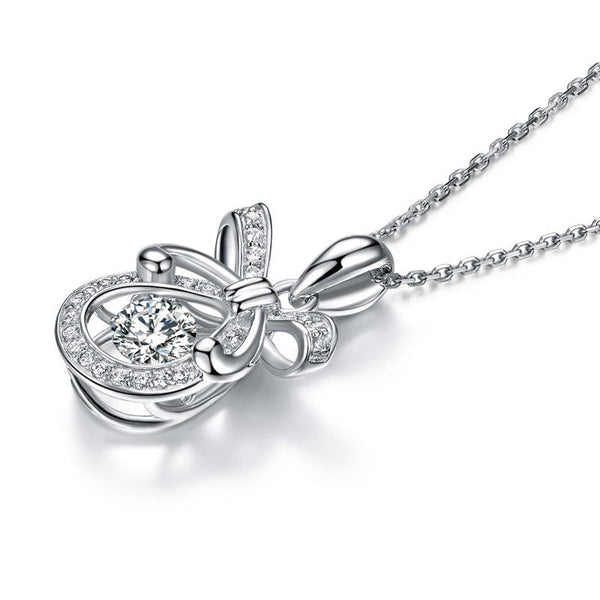 Dancing Stone Ribbon Pendant, Sterling Silver