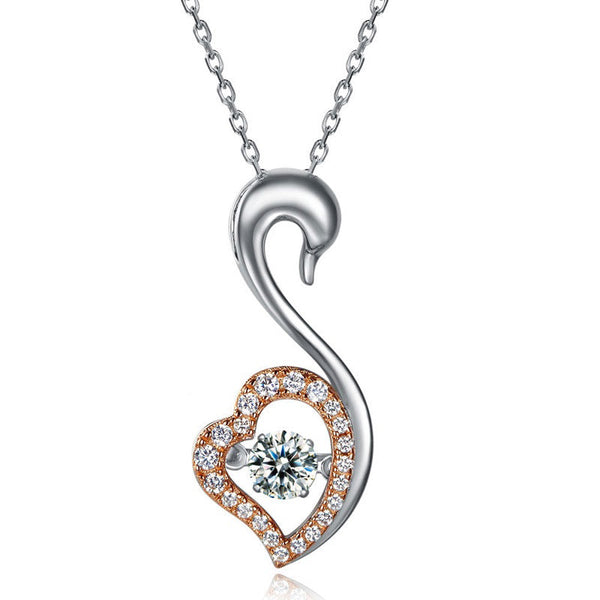 Dancing Stone Royal Swan Pendant, Sterling Silver