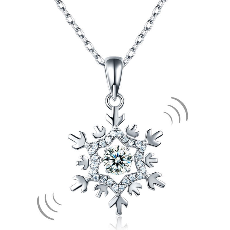 Dancing Stone Snowflake Pendant, Sterling Silver