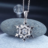 Dancing Stone Snowflake Pendant, Sterling Silver