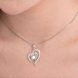 Dancing Stone, Tilted Heart Halo Pendant, Sterling Silver