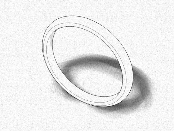 D Shaped Wedding Band, Polished Finish,  Choose Your Metal & Width