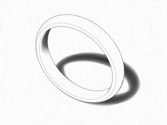 D Shaped Wedding Band, Polished Finish,  Choose Your Metal & Width